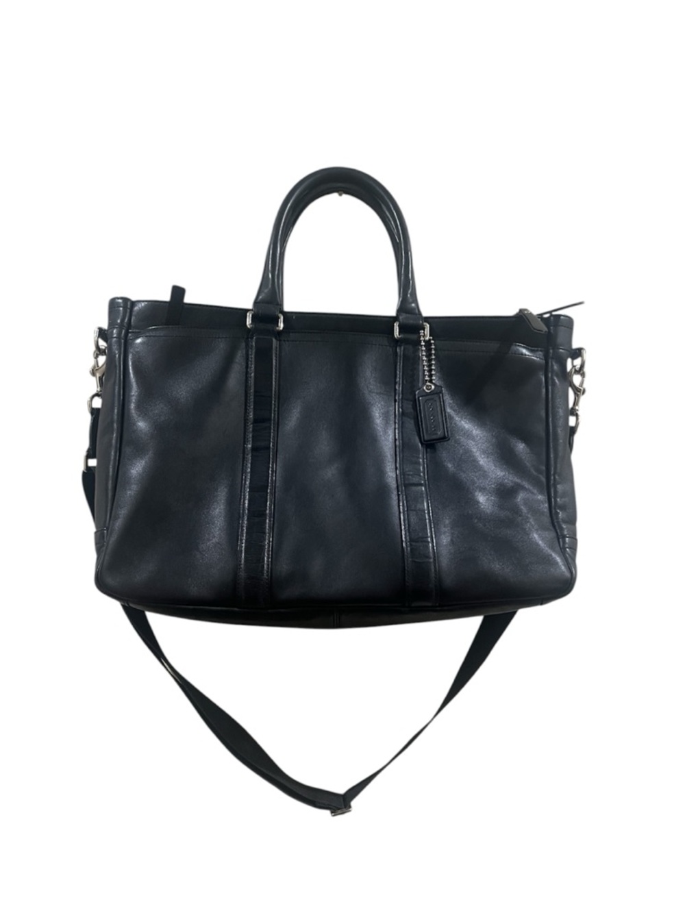Coach Perry Black Leather messenger Men’s Briefcase Tote Professional Carryall
